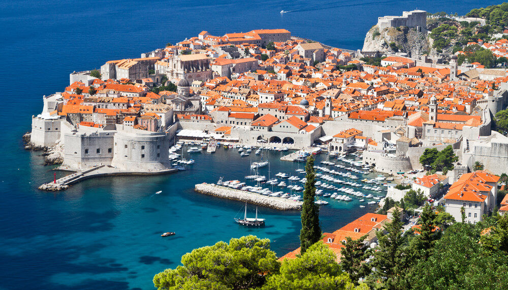 Dubrovnik Old Town and harbour on the Adriatic coast, Croatia